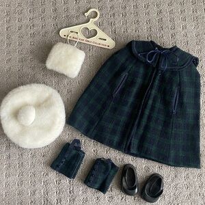 Plaid Cape and Accessories Set for Pleasant Company doll “Samantha”